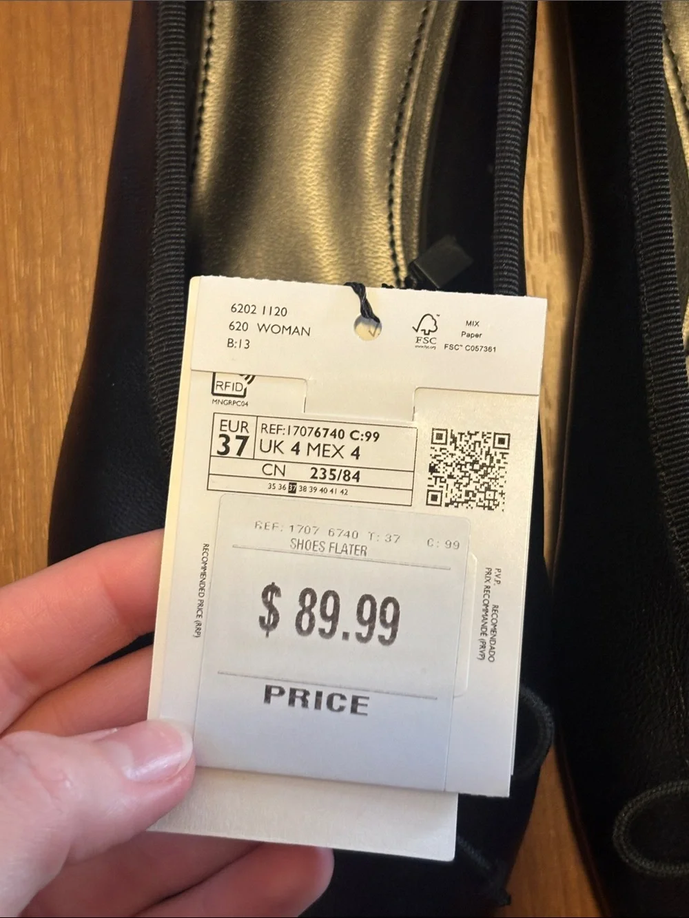 MANGO Classic Black Leather Ballet Flats